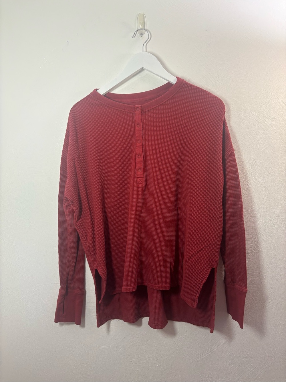 Aerie Offline Waffle Henley Long Sleeve Top Size Medium